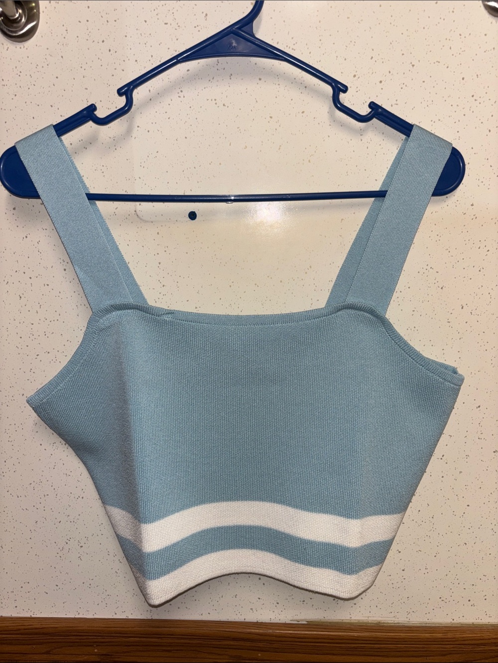 Sky Blue Stripe Knit Cropped Tank - Women’s XL - NWT